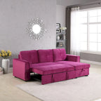 91 Wide Velvet Storage Sectional Reversible Sleeper Sofa & Chaise