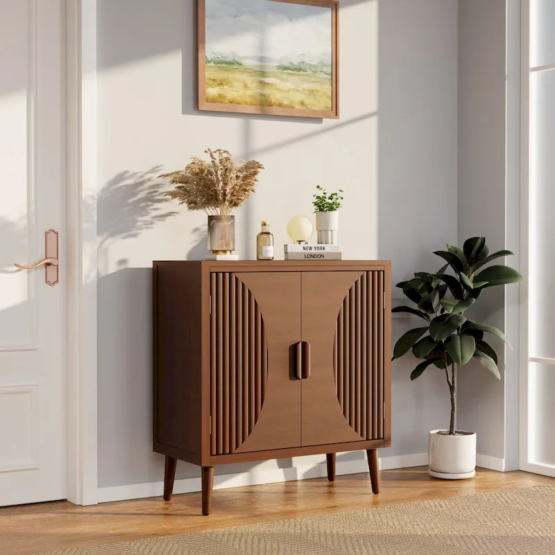 COSIEST Modern Brown Sideboard Storage Cabinet and Buffet