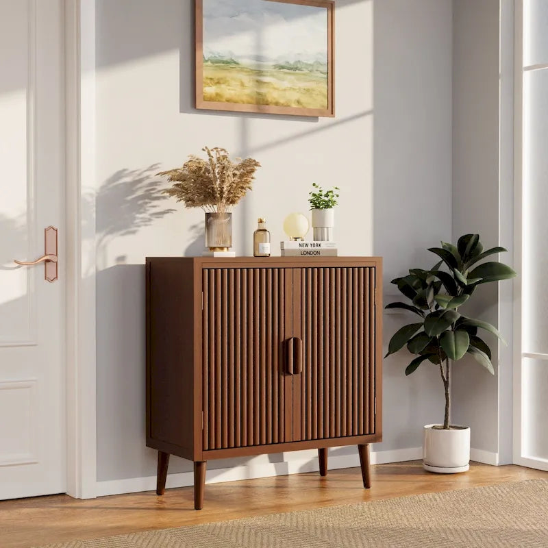COSIEST Modern Brown Sideboard Storage Cabinet and Buffet