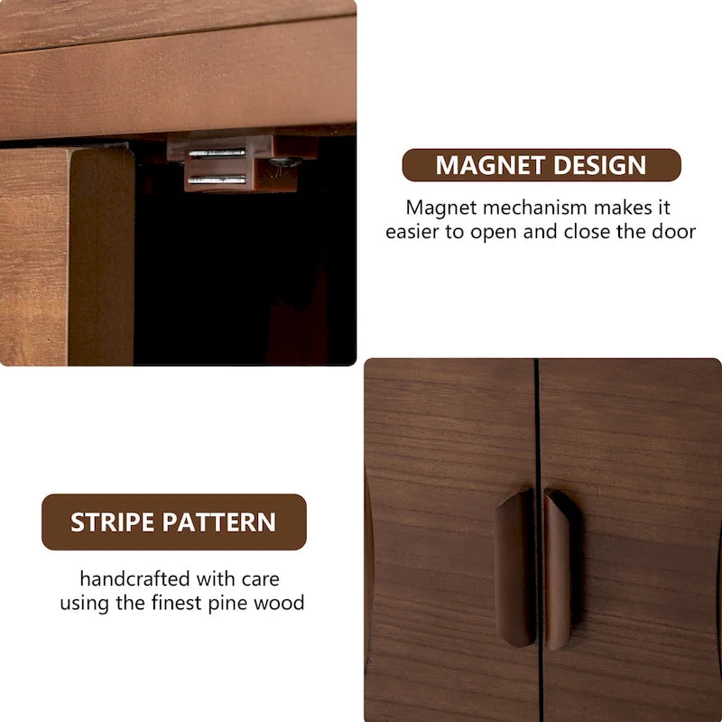 COSIEST Modern Brown Sideboard Storage Cabinet and Buffet