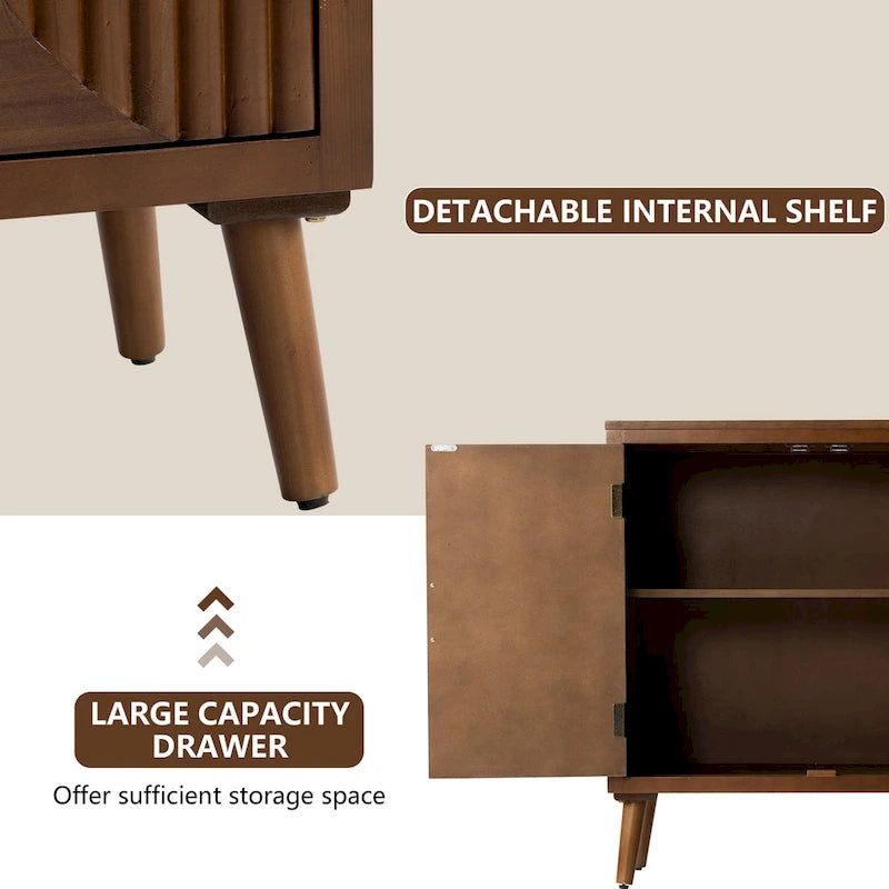 COSIEST Modern Brown Sideboard Storage Cabinet and Buffet