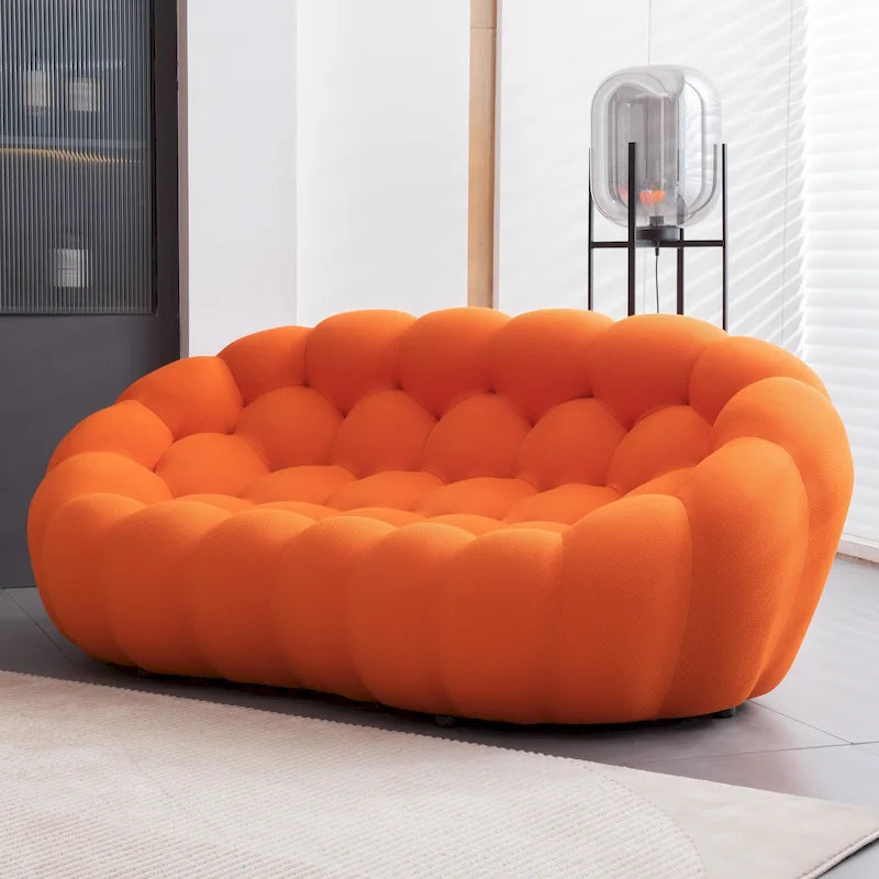 2-Seat Bubble Curved Lazy Sofa Honeycomb Shaped with 3D Textile Fabric for Living Room Salon Apartment