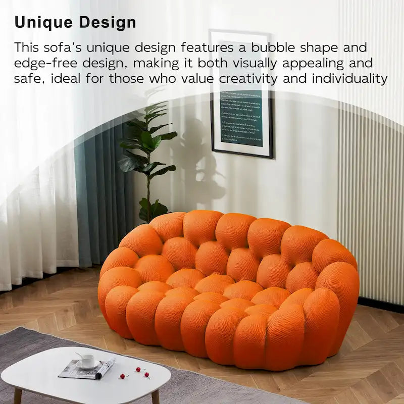 2-Seat Bubble Curved Lazy Sofa Honeycomb Shaped with 3D Textile Fabric for Living Room Salon Apartment