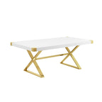Best Quality Furniture D440-3 Dining Table with Smooth White Lacquer Wood Top Dining Table