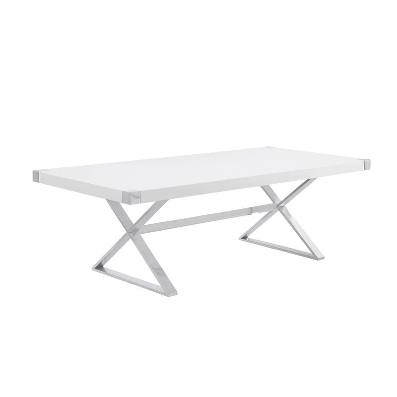 Best Quality Furniture D440-3 Dining Table with Smooth White Lacquer Wood Top Dining Table