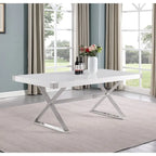 Best Quality Furniture D440-3 Dining Table with Smooth White Lacquer Wood Top Dining Table