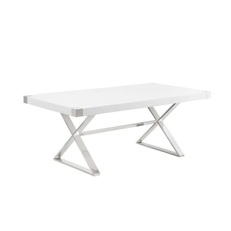 Best Quality Furniture D440-3 Dining Table with Smooth White Lacquer Wood Top Dining Table