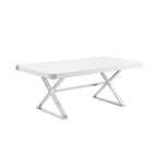Best Quality Furniture D440-3 Dining Table with Smooth White Lacquer Wood Top Dining Table