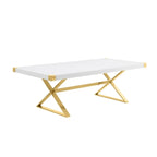 Best Quality Furniture D440-3 Dining Table with Smooth White Lacquer Wood Top Dining Table