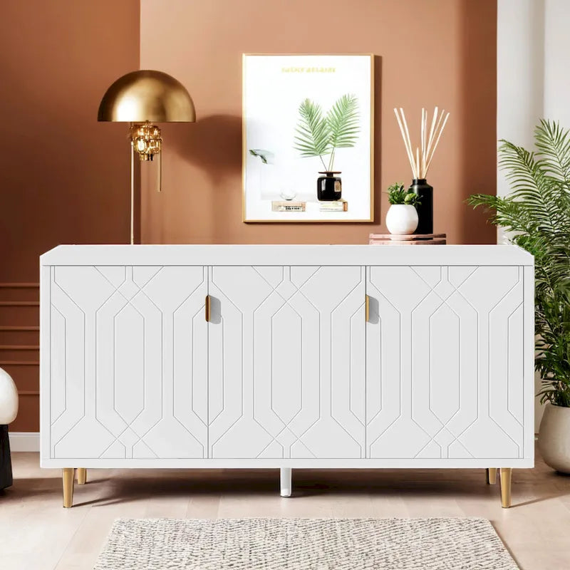 Media Entertainment Center, Console Table with Adjustable Shelves,Storage Sideboard Cabinet for Living Room