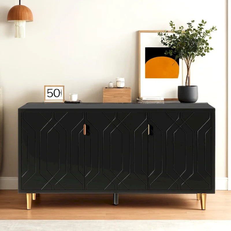 Media Entertainment Center, Console Table with Adjustable Shelves,Storage Sideboard Cabinet for Living Room