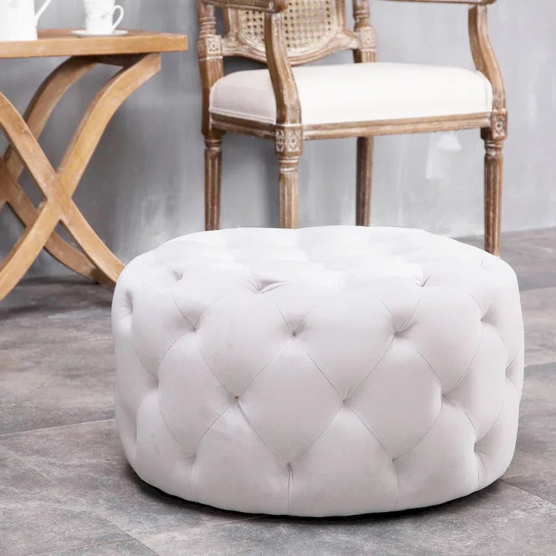 Warehouse of Tiffany Meerna 24-inch Round Tufted Padded Ottoman (Optional Colors)
