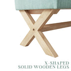 Fabric Entryway Bench Beige/ Grey Upholstered Storage Bench with X-Shaped Legs, 36-inch