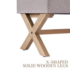 Fabric Entryway Bench Beige/ Grey Upholstered Storage Bench with X-Shaped Legs, 36-inch