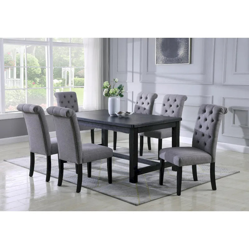 Roundhill Furniture Leviton Antique Black Finished Wood 7-piece Dining Set