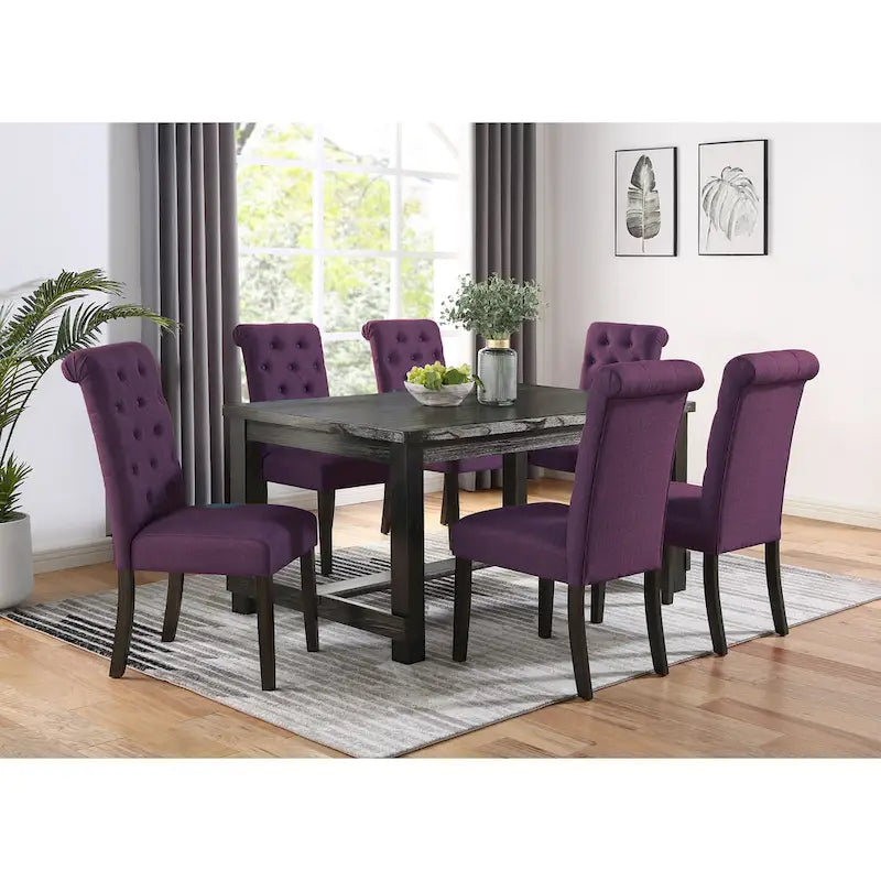 Roundhill Furniture Leviton Antique Black Finished Wood 7-piece Dining Set