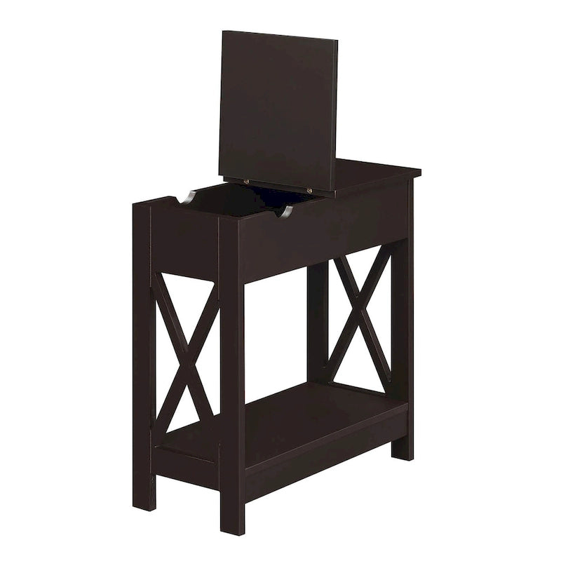Convenience Concepts Oxford Flip Top End Table with Charging Station and Shelf