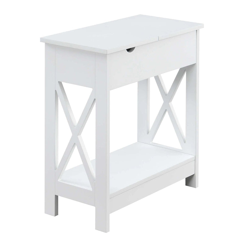 Convenience Concepts Oxford Flip Top End Table with Charging Station and Shelf