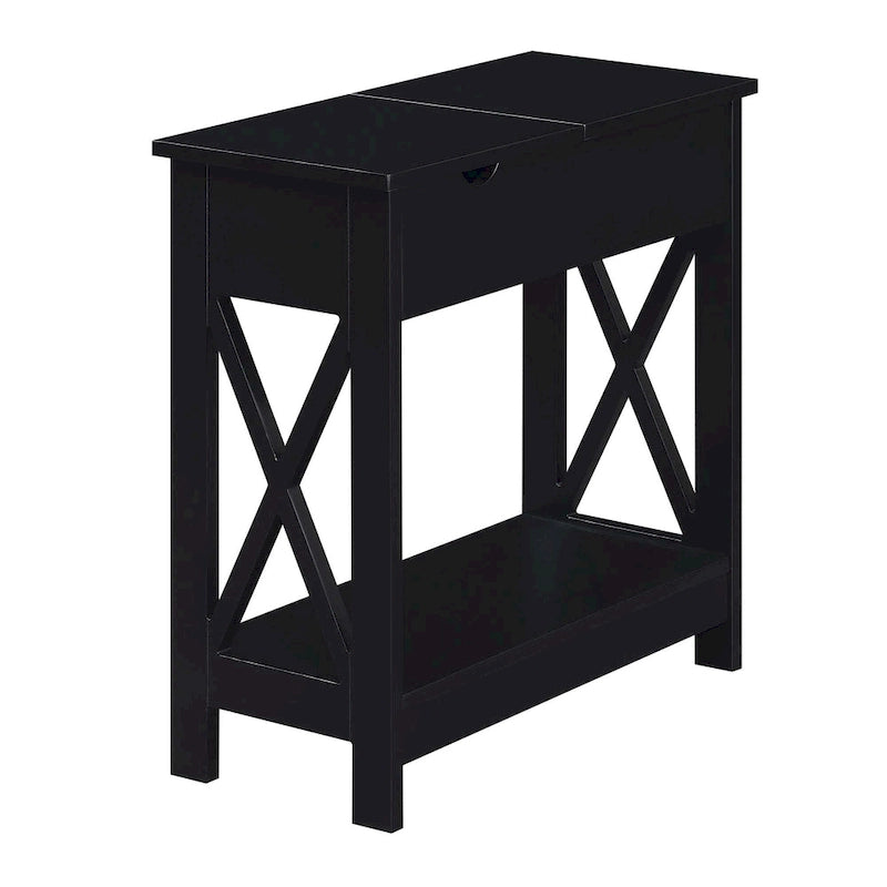 Convenience Concepts Oxford Flip Top End Table with Charging Station and Shelf