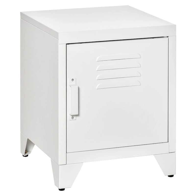 HOMCOM Industrial End Table, Living Room Side Table with Locker-Style Door and Adjustable Shelf - 15.75x15.75x19.75