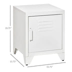 HOMCOM Industrial End Table, Living Room Side Table with Locker-Style Door and Adjustable Shelf - 15.75x15.75x19.75