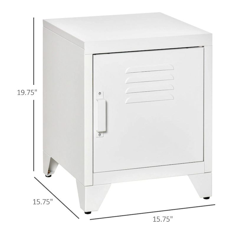 HOMCOM Industrial End Table, Living Room Side Table with Locker-Style Door and Adjustable Shelf - 15.75x15.75x19.75