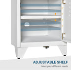 HOMCOM Industrial End Table, Living Room Side Table with Locker-Style Door and Adjustable Shelf - 15.75x15.75x19.75