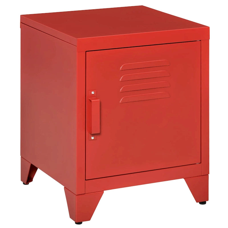 HOMCOM Industrial End Table, Living Room Side Table with Locker-Style Door and Adjustable Shelf - 15.75x15.75x19.75