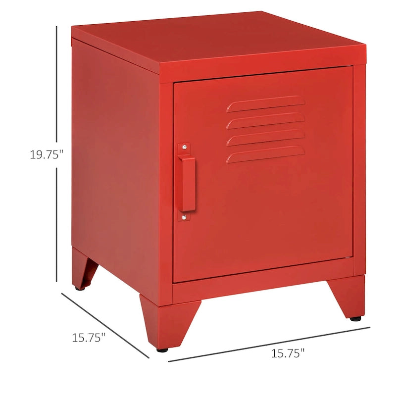 HOMCOM Industrial End Table, Living Room Side Table with Locker-Style Door and Adjustable Shelf - 15.75x15.75x19.75