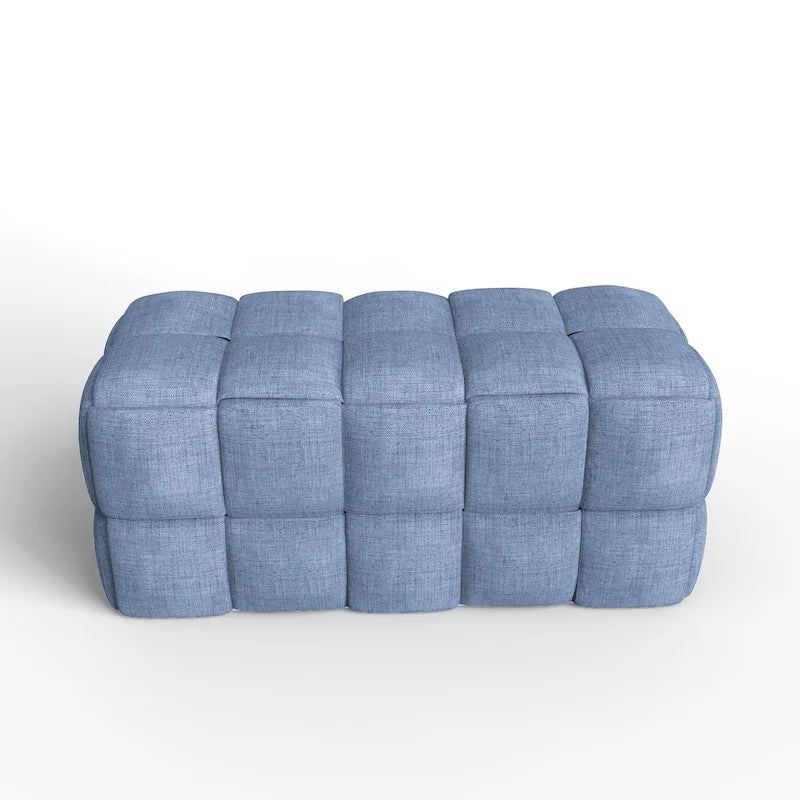 Luxerna 36-inch Padded Natural Linen Box Weave Comfort Bench