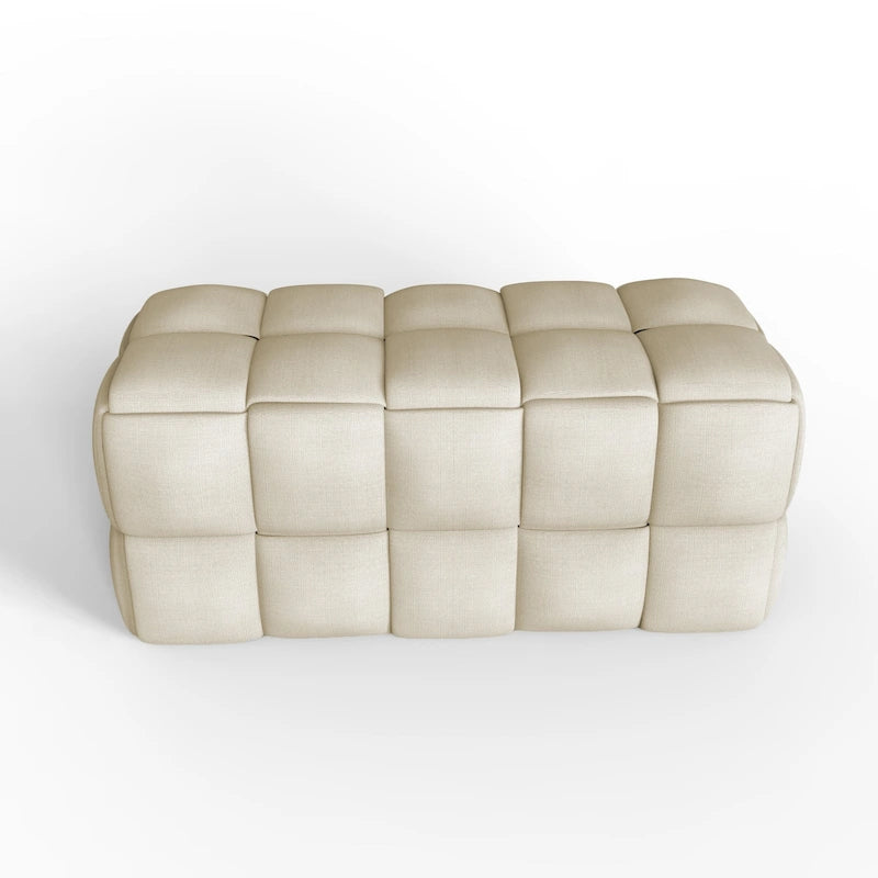 Luxerna 36-inch Padded Natural Linen Box Weave Comfort Bench