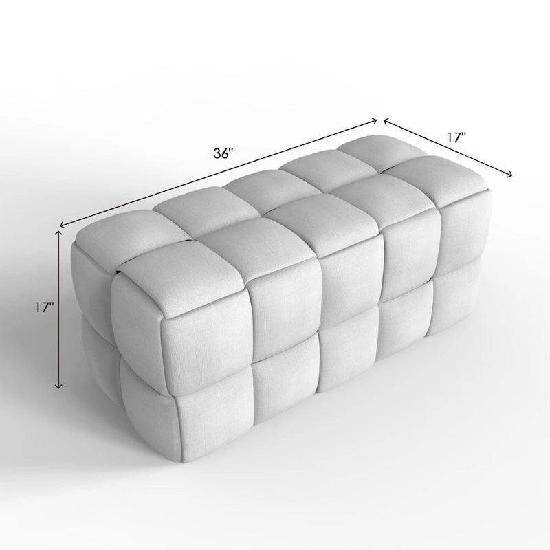 Luxerna 36-inch Padded Natural Linen Box Weave Comfort Bench