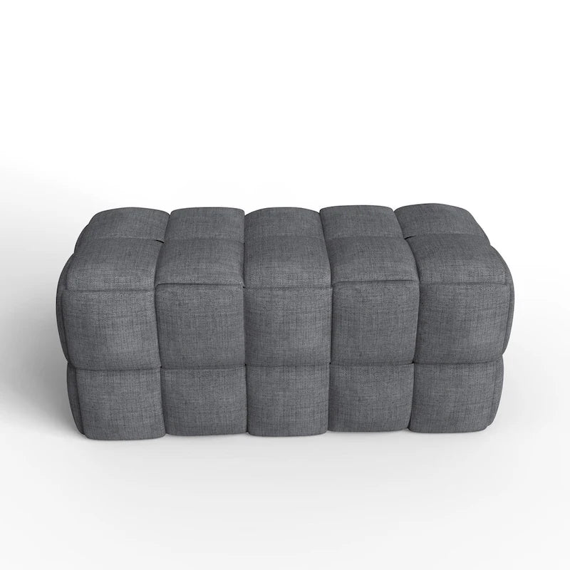 Luxerna 36-inch Padded Natural Linen Box Weave Comfort Bench