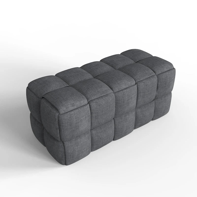 Luxerna 36-inch Padded Natural Linen Box Weave Comfort Bench