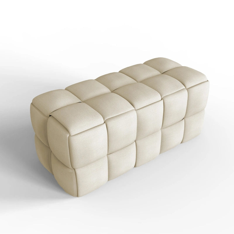 Luxerna 36-inch Padded Natural Linen Box Weave Comfort Bench