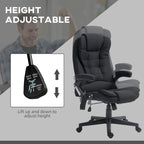 HOMCOM 6 Point Vibrating Massage Office Chair with Heat, Linen High Back Executive Office Chair with Reclining Backrest