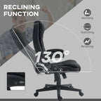 HOMCOM 6 Point Vibrating Massage Office Chair with Heat, Linen High Back Executive Office Chair with Reclining Backrest