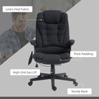 HOMCOM 6 Point Vibrating Massage Office Chair with Heat, Linen High Back Executive Office Chair with Reclining Backrest