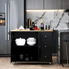 HOMCOM Kitchen Island Mobile Storage Cart with Towel/Spice Rack, 3 Drawers, 2-Door Cabinet and Lockable Wheels