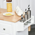 HOMCOM Kitchen Island Mobile Storage Cart with Towel/Spice Rack, 3 Drawers, 2-Door Cabinet and Lockable Wheels