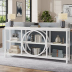 70.9 inch Extra Long Console Table Narrow Sofa Tables with 3 Tier Wood Storage Shelves