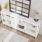 70.9 inch Extra Long Console Table Narrow Sofa Tables with 3 Tier Wood Storage Shelves