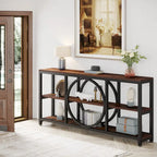 70.9 inch Extra Long Console Table Narrow Sofa Tables with 3 Tier Wood Storage Shelves