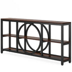 70.9 inch Extra Long Console Table Narrow Sofa Tables with 3 Tier Wood Storage Shelves