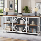 70.9 inch Extra Long Console Table Narrow Sofa Tables with 3 Tier Wood Storage Shelves