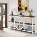70.9 inch Extra Long Console Table Narrow Sofa Tables with 3 Tier Wood Storage Shelves