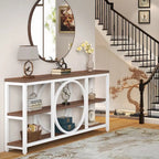 70.9 inch Extra Long Console Table Narrow Sofa Tables with 3 Tier Wood Storage Shelves