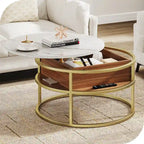 Round Lift Top Extendable Frame Coffee Table with Hide Storage