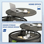 Round Lift Top Extendable Frame Coffee Table with Hide Storage