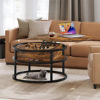 Round Lift Top Extendable Frame Coffee Table with Hide Storage